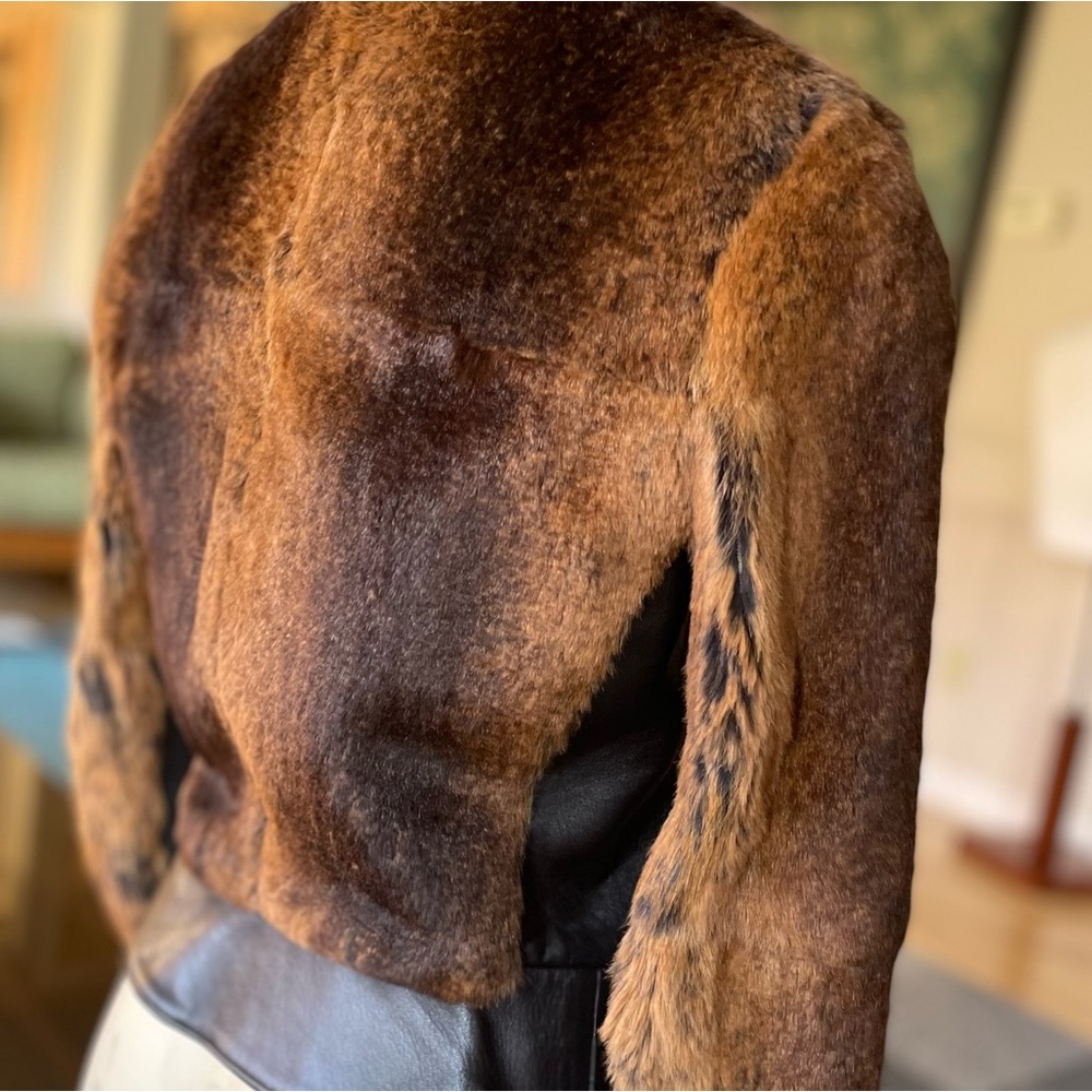 ARMANI Collezioni Leather & Fur Jacket, SMALL, Fitted, Like New, GORGEOUS 💰 - Picture 8 of 14
